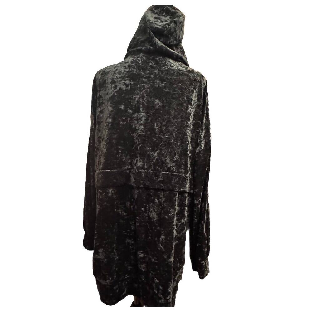Zara Top Medium Womens Hooded Velour Black Velvet Long Sleeve Shirt Cozy Winter - Picture 3 of 8